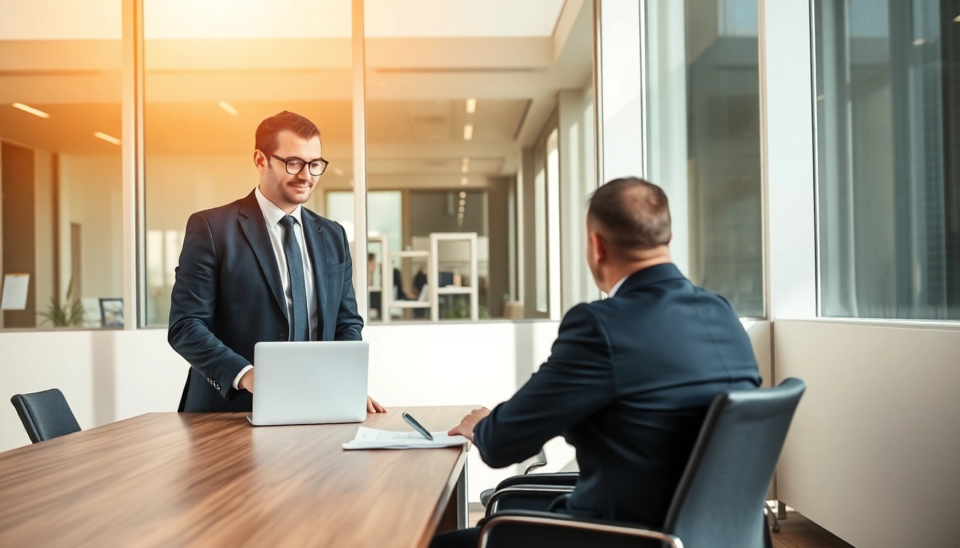 Headhunter Hannover im Gespräch mit einem Kandidaten in einem modernen Büro.