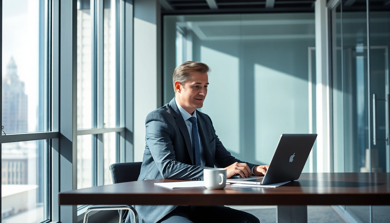 Headhunter Köln diskutiert mit einem Klienten in einem modernen Büro.
