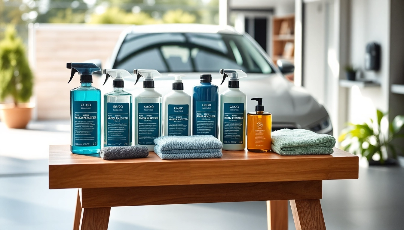 Effizientes Autopflege Set mit hochwertigen Reinigungsmitteln und Zubehör für eine perfekte Fahrzeugpflege.