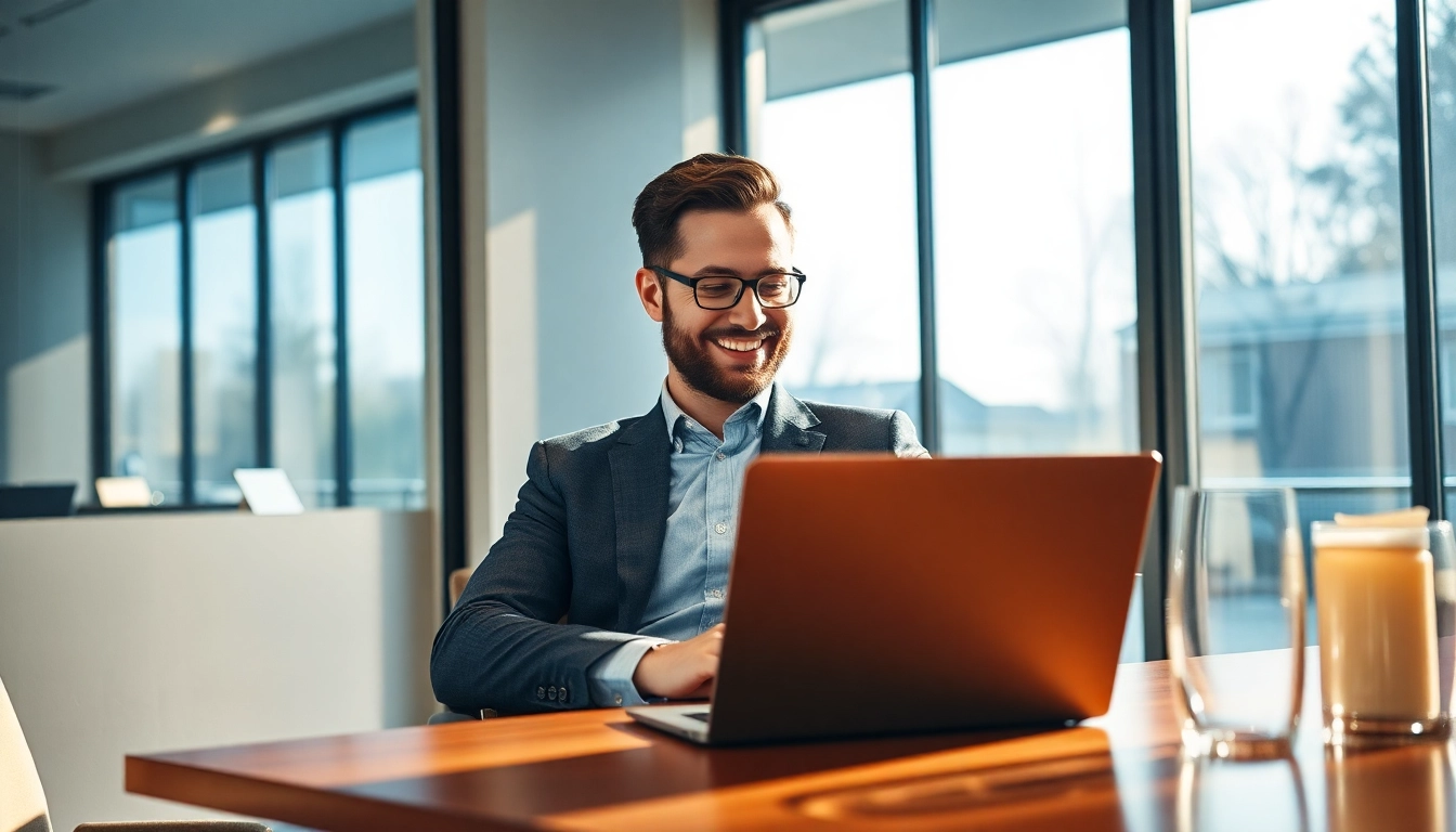 Headhunter Gastronomie berät erfolgreich in einem modernen Büro mit Laptop.