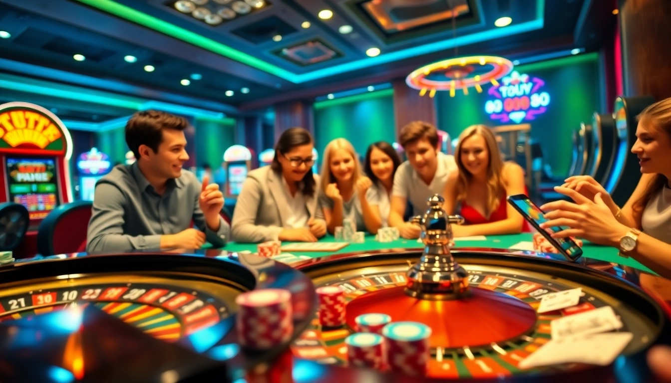 Play exciting casino games at qh88 with vibrant betting tables and engaging players.