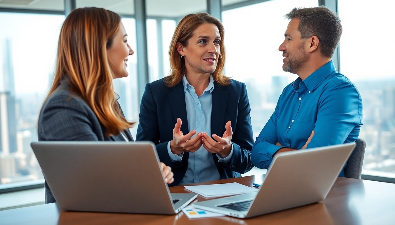Headhunter conducting an interview in a professional office setting, highlighting expertise.
