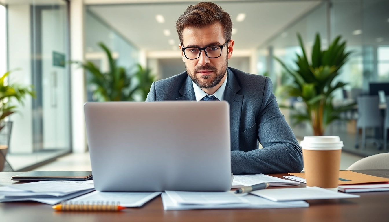 Headhunter Schweiz analysiert Bewerbungen in einem modernen Büro.