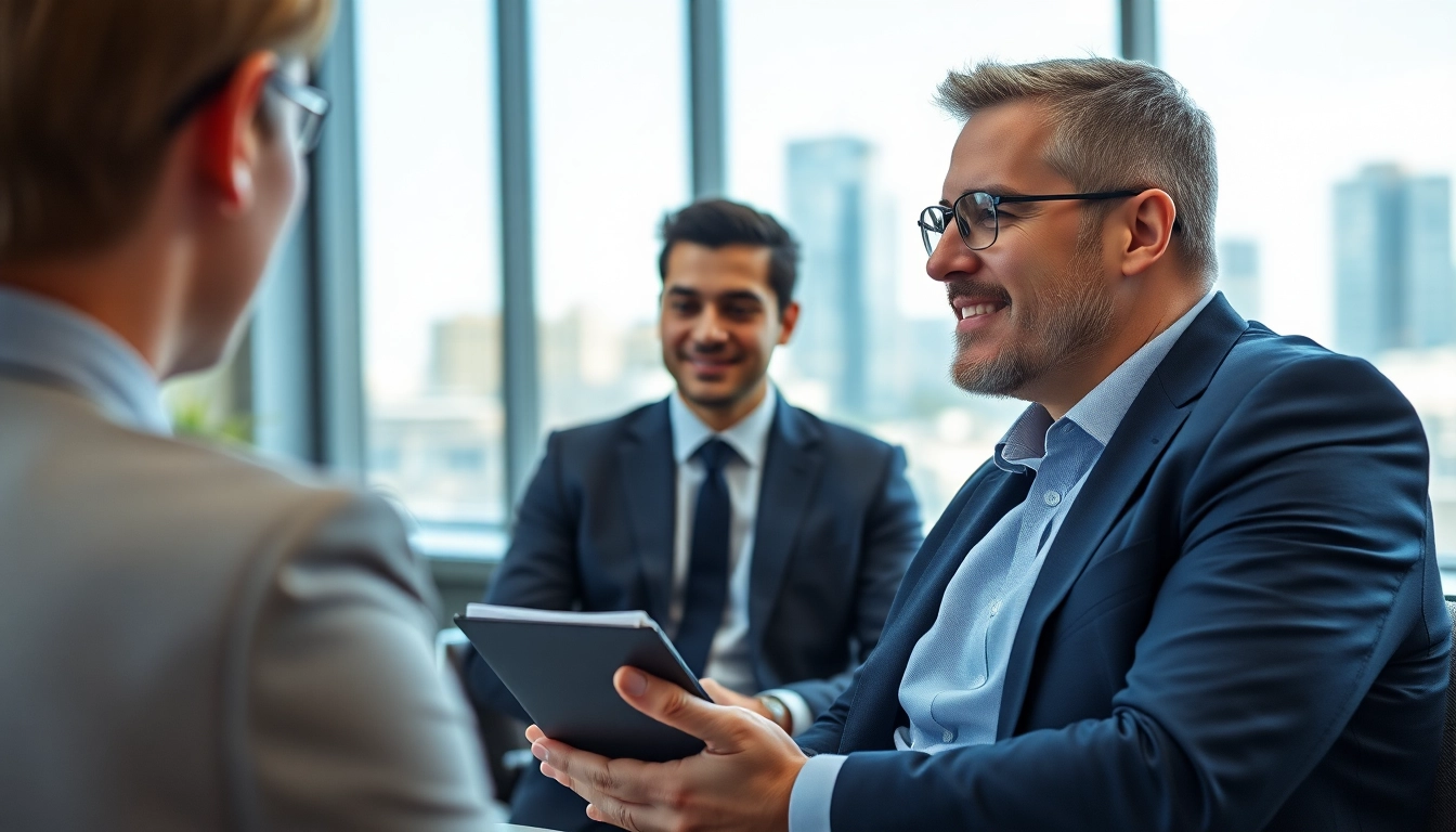Headhunter Schweiz führt ein Vorstellungsgespräch im modernen Büro mit Fokus auf den Kandidaten.