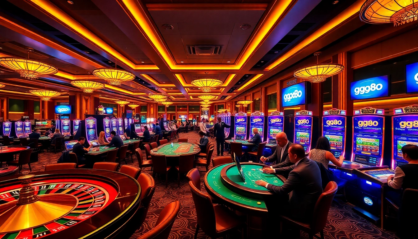 Engaged players enjoying games and betting at gg88 com's luxurious casino tables.