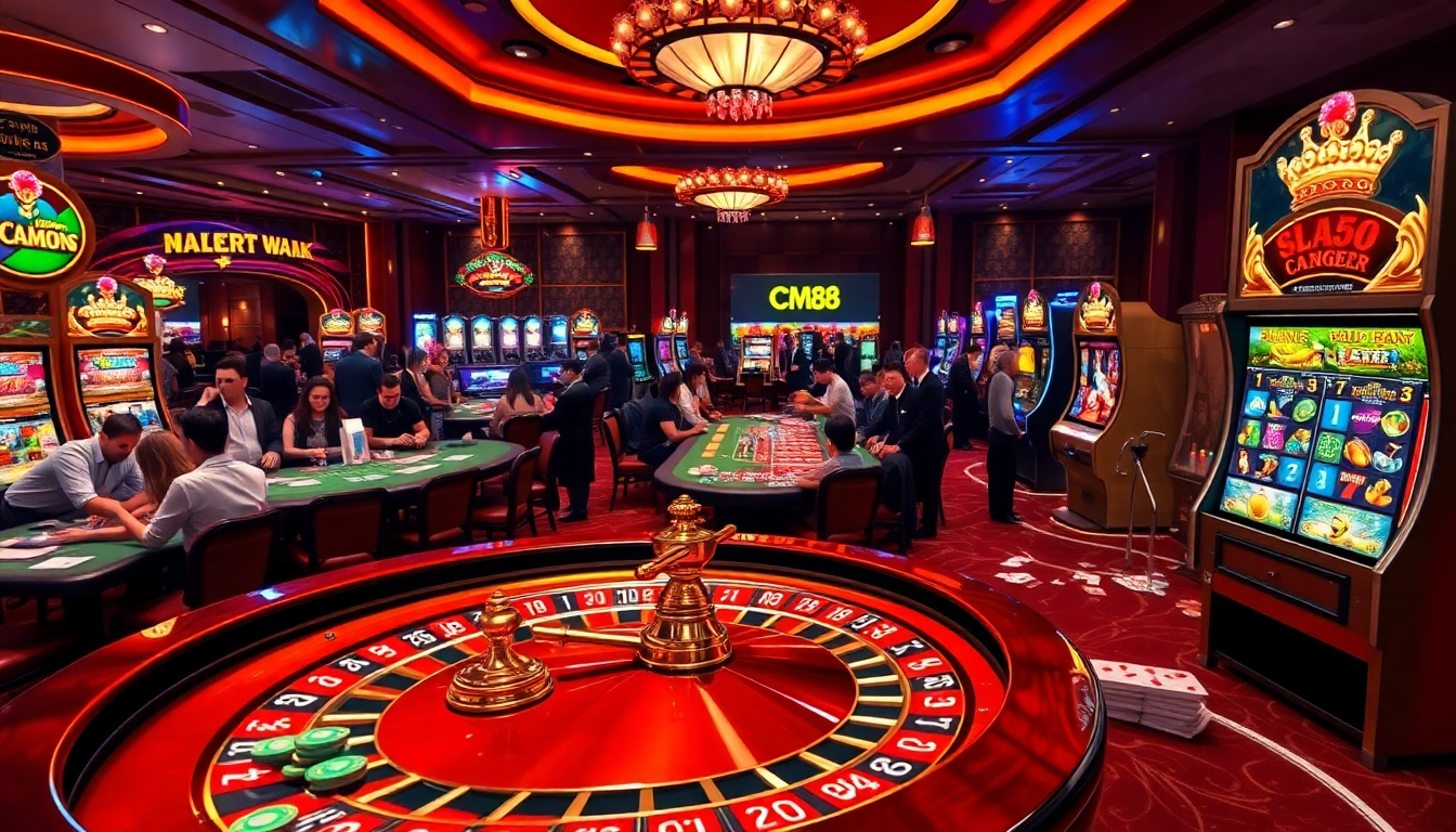 Casinos at CM88 deliver an exhilarating gaming experience with colorful roulette wheels and poker chips.