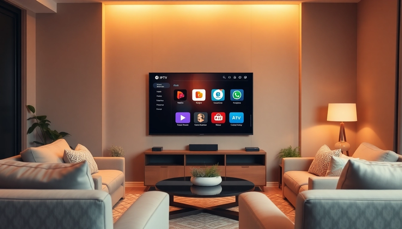 Erleben Sie die Vorteile einer IPTV Anbieter Webseite für Ihr Zuhause mit modernem Fernseher und gemütlichem Ambiente.