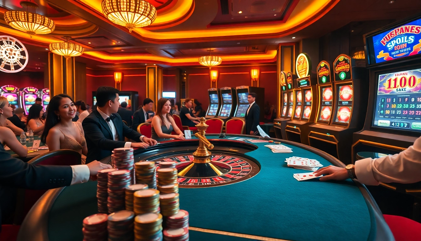 Excited gamblers at a roulette table in the luxurious casino atmosphere at , showcasing the thrill of betting.